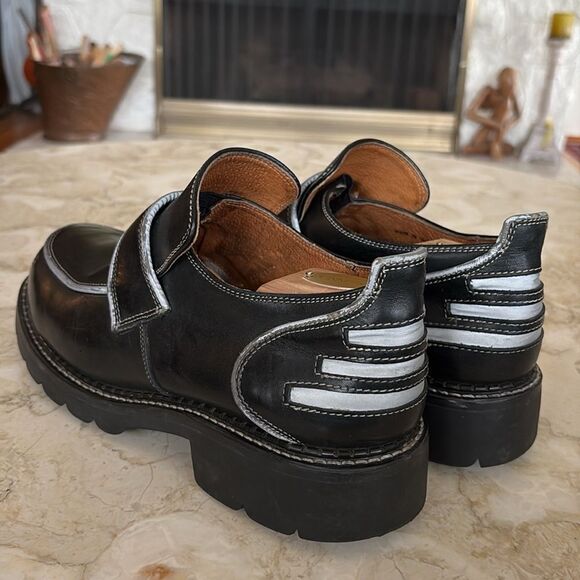 Vintage Fluevog Austin Safety Hogs Chunky Steel Toe Leather Loafers - Picture 8 of 13